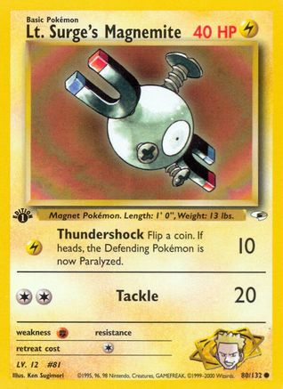 Lt. Surge's Magnemite (80) (80) 080  - 1st Edition Gym Heroes - Common