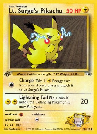 Lt. Surge's Pikachu 081  - 1st Edition Gym Heroes - Common