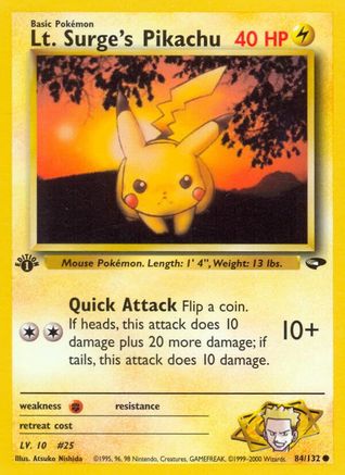 Lt. Surge's Pikachu 084  - 1st Edition Gym Challenge - Common
