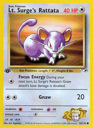 Lt. Surge's Rattata 082  - 1st Edition Gym Heroes - Common
