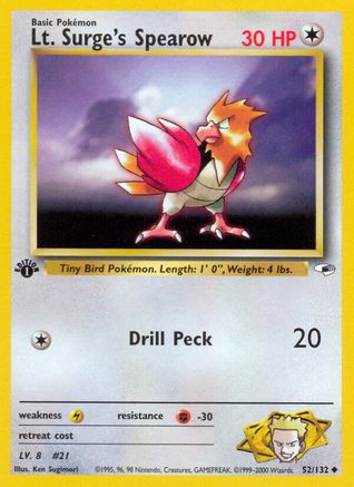Lt. Surge's Spearow (52) (52) 052  - 1st Edition Gym Heroes - Uncommon