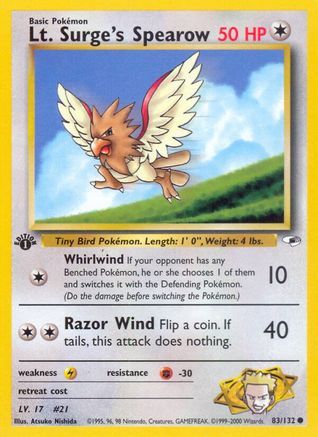 Lt. Surge's Spearow (83) (83) 083  - 1st Edition Gym Heroes - Common