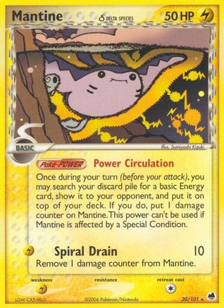 Mantine (Delta Species) 020  - Reverse Holofoil Dragon Frontiers - Rare