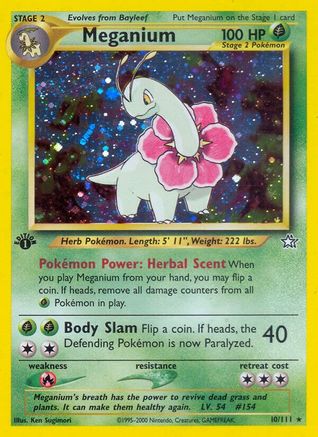 Meganium (10) (10) 010  - 1st Edition Holofoil Neo Genesis - Holo Rare