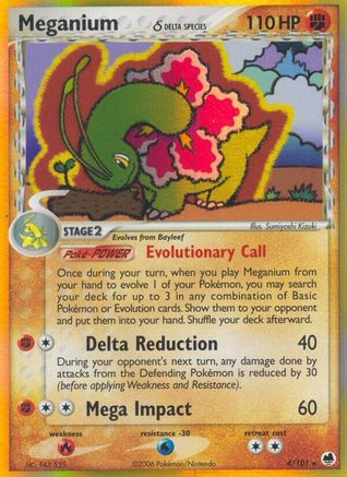Meganium (Delta Species)  - Reverse Holofoil Dragon Frontiers - Holo Rare