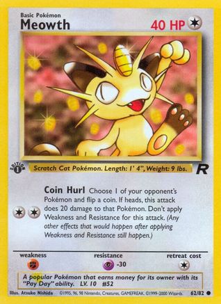Meowth 062  - 1st Edition Team Rocket - Common