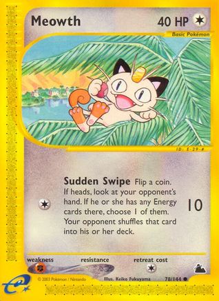 Meowth  - Reverse Holofoil Skyridge - Common