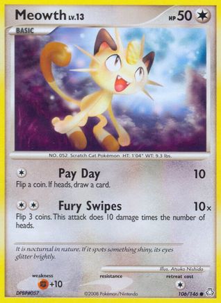 Meowth 106  - Reverse Holofoil Legends Awakened - Common