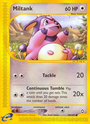 Miltank 094  - Reverse Holofoil Aquapolis - Common