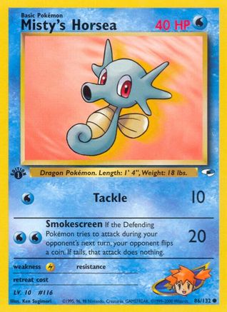 Misty's Horsea 086  - 1st Edition Gym Heroes - Common
