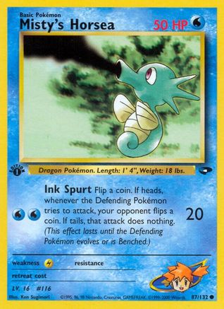 Misty's Horsea 087  - 1st Edition Gym Challenge - Common