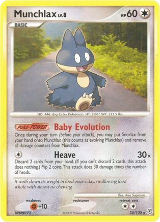 Munchlax 033  - Reverse Holofoil Diamond and Pearl - Rare