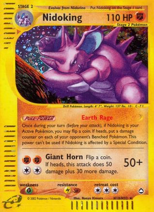 Nidoking (H18)  - Holofoil Aquapolis - Holo Rare