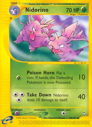 Nidorino 055  - Reverse Holofoil Aquapolis - Uncommon