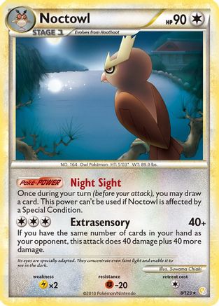 Noctowl 008  - Holofoil HeartGold SoulSilver - Holo Rare