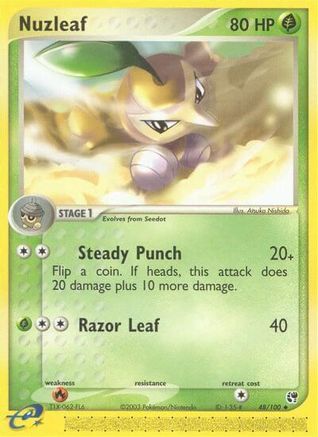 Nuzleaf - 48/100/100  - Reverse Holofoil Sandstorm - Uncommon