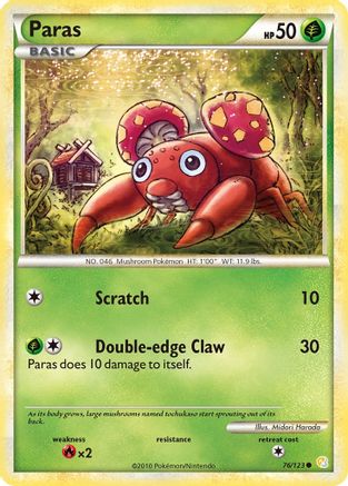 Paras 076  - Reverse Holofoil HeartGold SoulSilver - Common