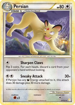 Persian 027  - Reverse Holofoil HeartGold SoulSilver - Rare