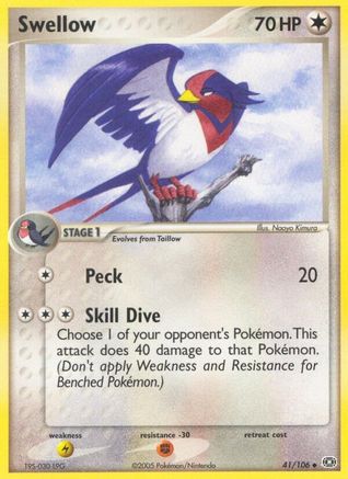 Swellow (41/106) [Emerald] Reverse Holofoil - Uncommon