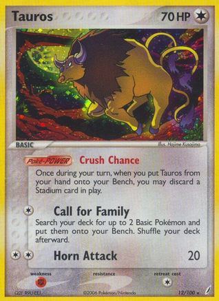 Tauros (12/100) [Crystal Guardians] Reverse Holofoil - Holo Rare