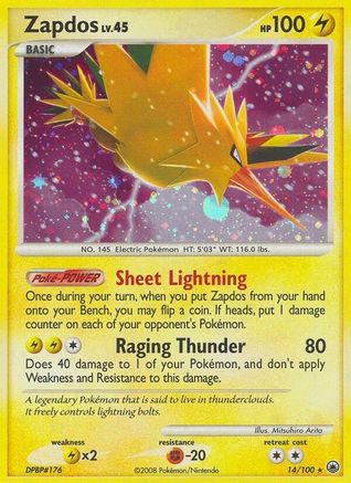 Zapdos (14/100) [Majestic Dawn] Reverse Holofoil - Holo Rare