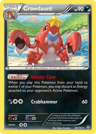 Crawdaunt (92/160) [XY  Primal Clash] Holofoil - Holo Rare