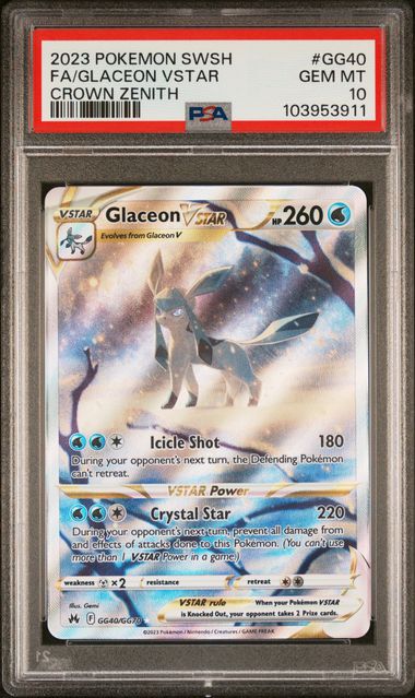 2023 POKEMON SWORD AND SHIELD CROWN ZENITH #GG40 FA/GLACEON VSTAR CROWN ZENITH