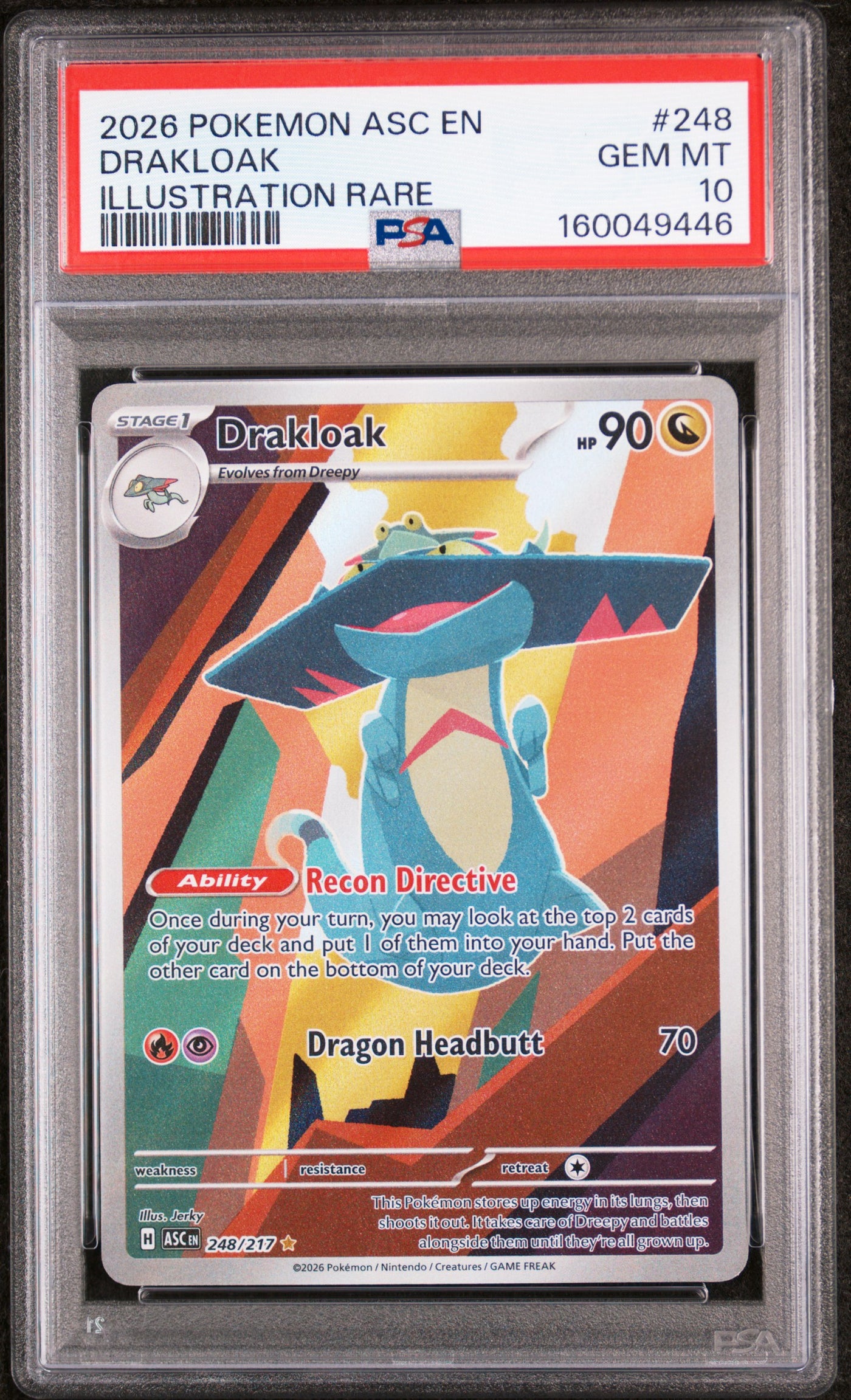 ASCENDED HEROES #248 DRAKLOAK ILLUSTRATION RARE PSA 10